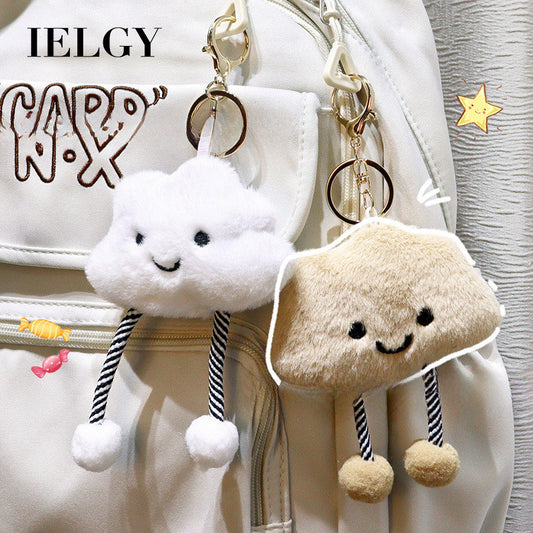 Ielgy Cute Plush White Cloud Schoolbag Pendant Keychain Girlfriends Couple Creative Birthday Gift Bag Pendant