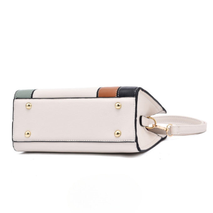 Ielgy Fashion Contrast Color Handbag Large Capacity Ladies Stitching Shoulder Messenger Bag Trendy