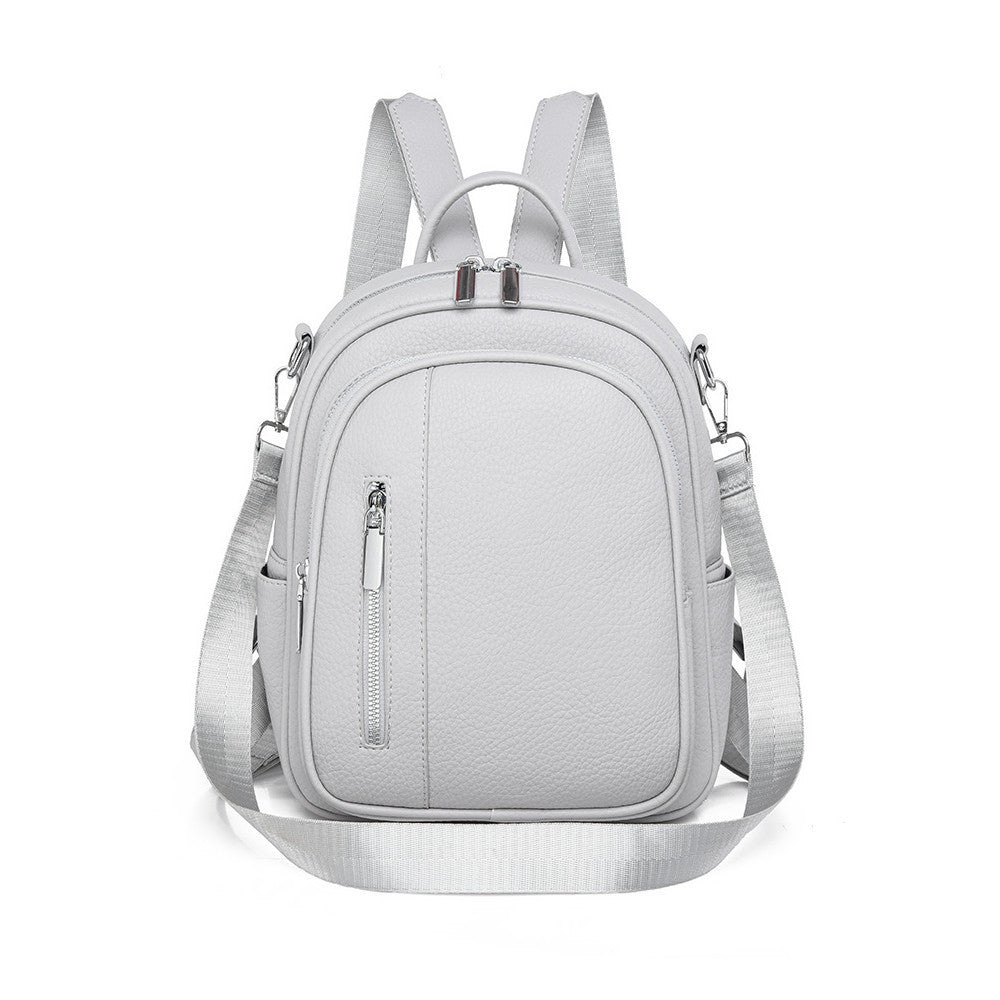 Ielgy Ladies Backpack Korean Version Soft Leather All-Match Simple Backpack Candy Color Cute Small Bag Travel Backpack