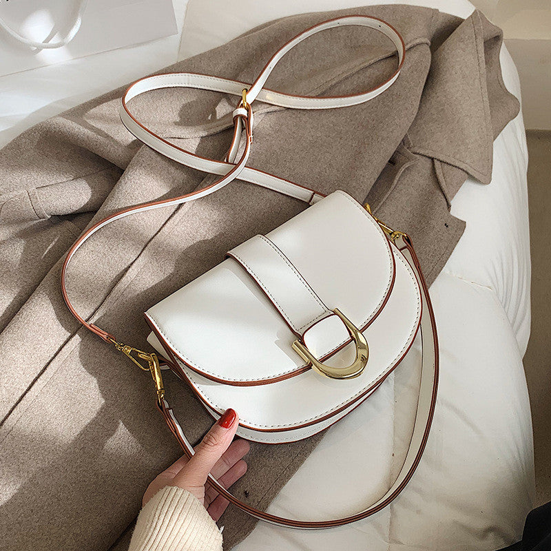 Ielgy Fashion Texture Portable Saddle Bag Shoulder Crossbody Underarm Bag