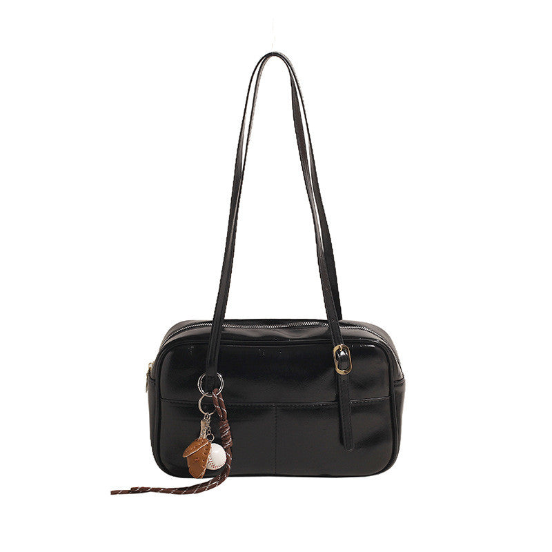 Ielgy Retro All-Match Commuter Bag Portable Underarm Boston Bag Large Capacity One Shoulder