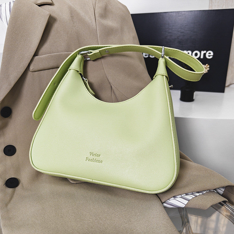 Ielgy Texture Underarm Female Bag Portable Retro One-Shoulder Niche Design Crescent Bag