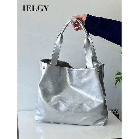 Ielgy Korean Style Silver Commuter Large Capacity Casual Tote Bag Shoulder