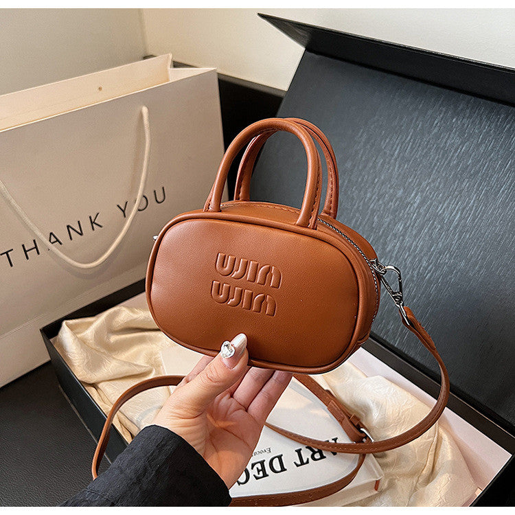 Ielgy Fashion Niche Bowling Briefcase Large Capacity Commuter Handbag One Shoulder Diagonal