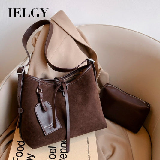 Ielgy Retro Commuter Ladies Shoulder Messenger Bag High-End Texture Niche Tote Bag