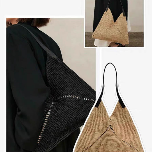 Ielgy Straw Bag Shoulder Handbag Woven Seaside Vacation Female Bag