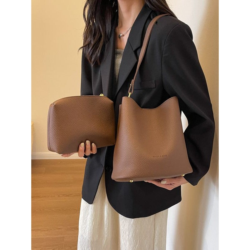 Ielgy Western Style Bucket Bag All-Match Texture One Shoulder Commuter Casual Korean Version