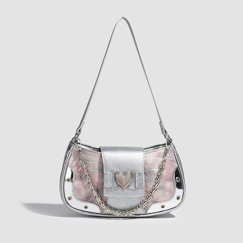 Ielgy Premium Crocodile Pattern Underarm Bag Retro Chain Shoulder Trendy Fashion Niche Design Handbag