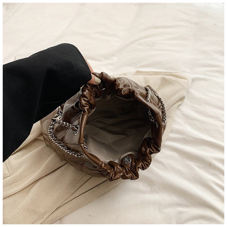Ielgy Diamond Chain Bag Large Capacity One-Shoulder Cross-Body High-End Texture Bucket Bag