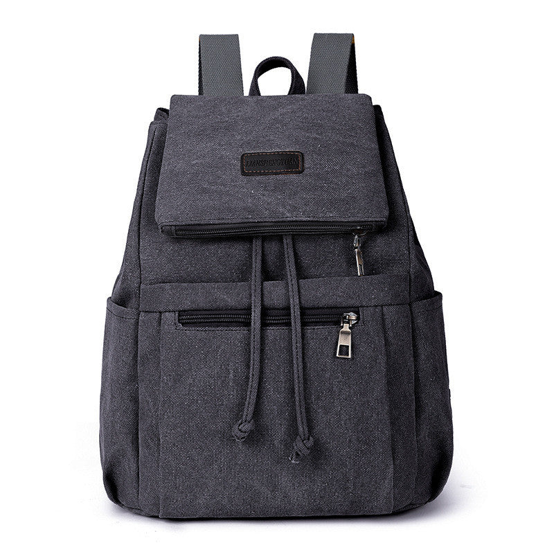 Ielgy Canvas Bag Korean Version Trendy Ladies Canvas Backpack Fashion Student School Bag Retro Backpack