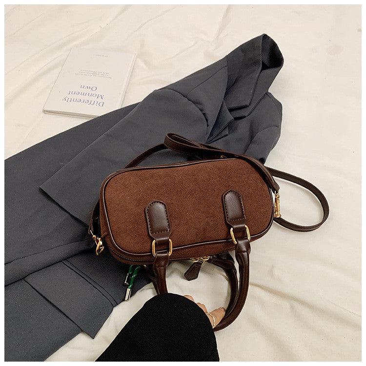Ielgy Korean Version Retro Frosted All-Match One-Shoulder Messenger Pillow Bag Portable Boston Female Bag