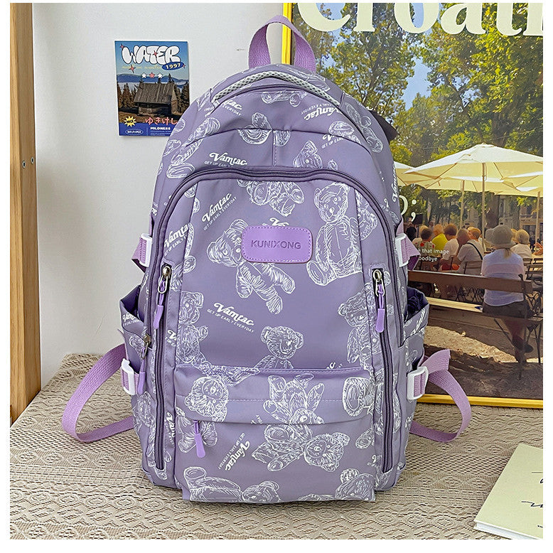 Ielgy Student Schoolbag Simple Casual Backpack Lightweight High-value Large-capacity Backpack