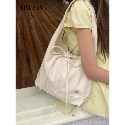 Ielgy Korean Version Niche Commuter Female Bag All-Match Casual Bow Large-Capacity One-Shoulder Armpit Tote Bag