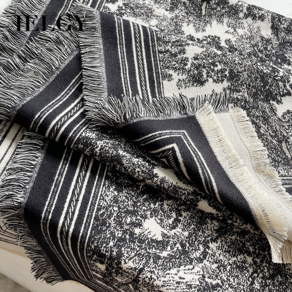 Ielgy Autumn Winter Animal Pattern Jacquard Large Square Scarf Imitation Cashmere Shawl All-Match Thickened