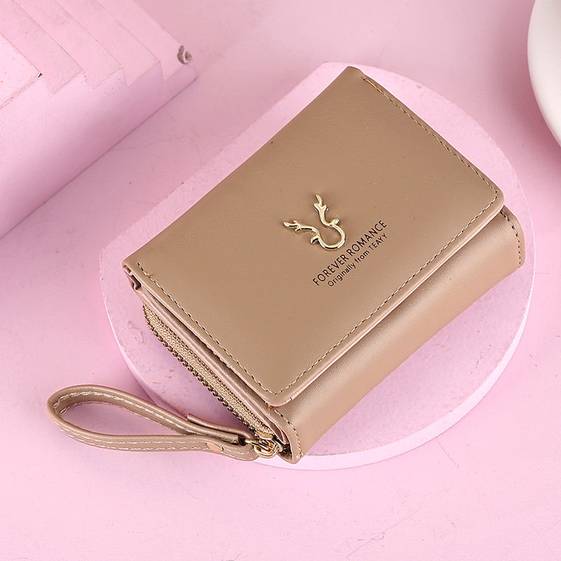 Ielgy Ladies Wallet PU Short Mini Zipper Female Wallet Cartoon 30% Off Buckle Card Holder