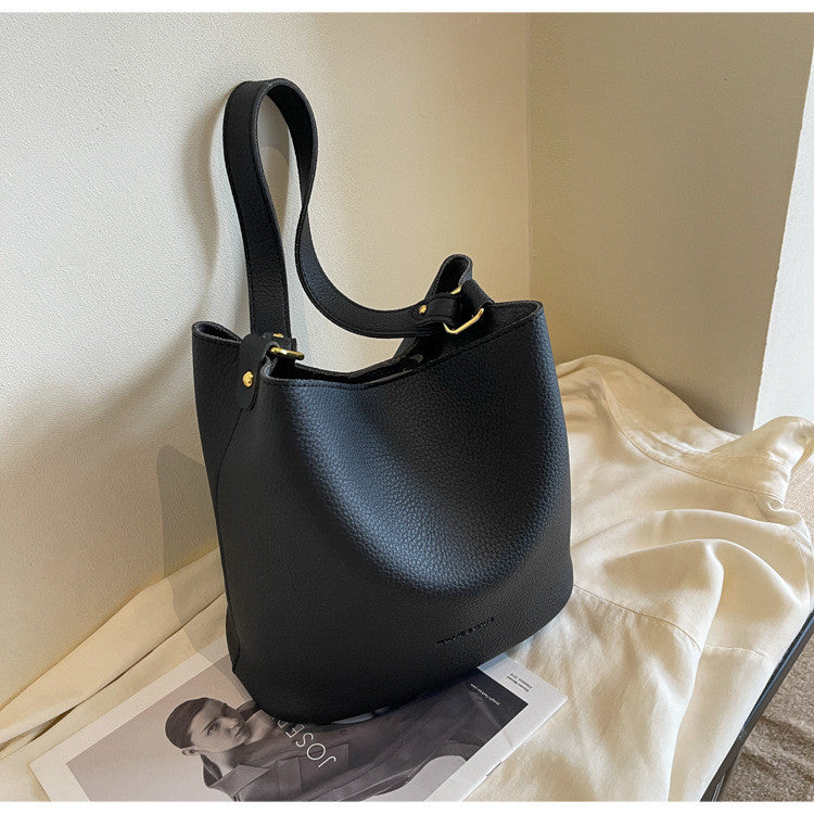 Ielgy Western Style Bucket Bag All-Match Texture One Shoulder Commuter Casual Korean Version