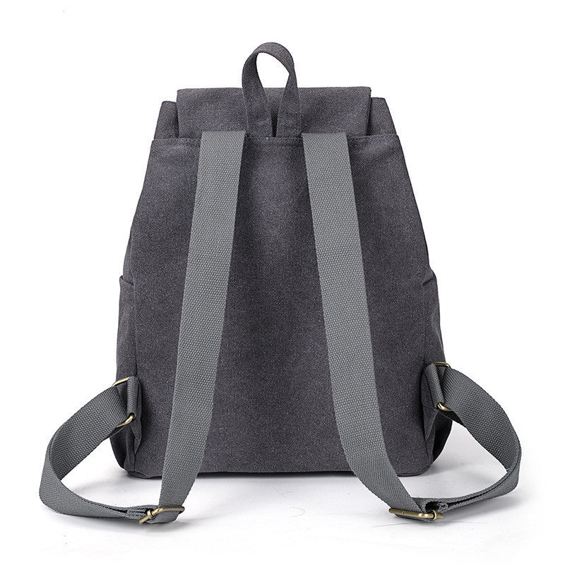 Ielgy Canvas Bag Korean Version Trendy Ladies Canvas Backpack Fashion Student School Bag Retro Backpack