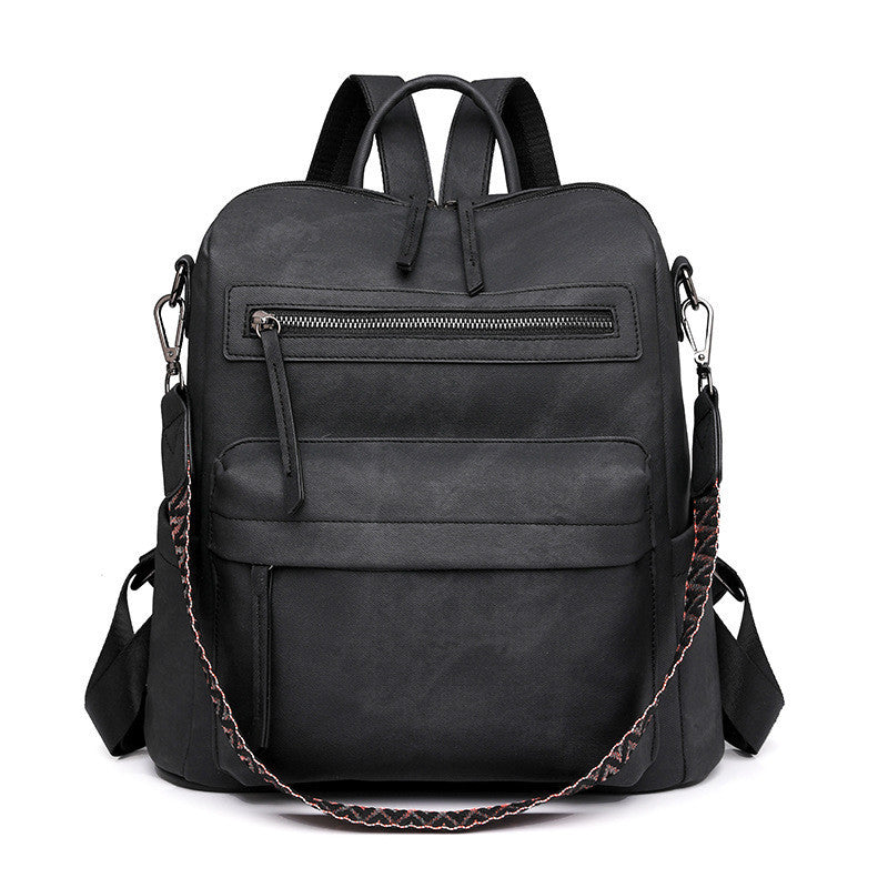 Ielgy Backpack PU Soft Leather All-Match Large-Capacity Dual-Use Ladies Backpack