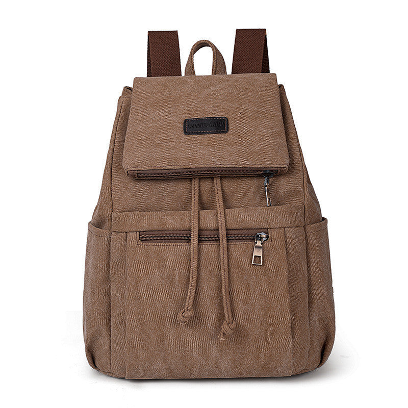 Ielgy Canvas Bag Korean Version Trendy Ladies Canvas Backpack Fashion Student School Bag Retro Backpack