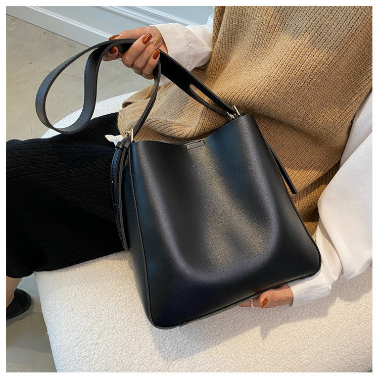 Ielgy Texture Big Bag Trendy All-Match Large-Capacity Broadband Cross-Body High-End Bucket Bag