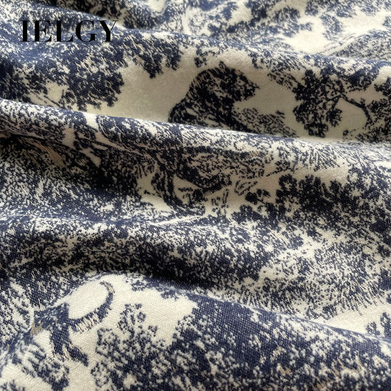 Ielgy Autumn Winter Animal Pattern Jacquard Large Square Scarf Imitation Cashmere Shawl All-Match Thickened