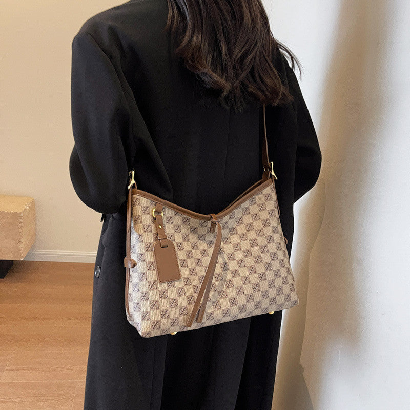 Ielgy Ladies Bag Retro Printed Large-Capacity Shoulder Bag All-Match Casual Cross-Body Women's Bag