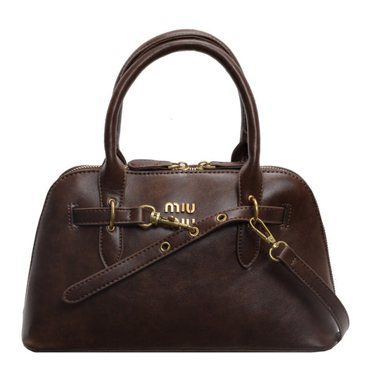 Ielgy High-End Retro Brown Fashionable All-Match Women's Cross-Body Bag Portable Shell Bag