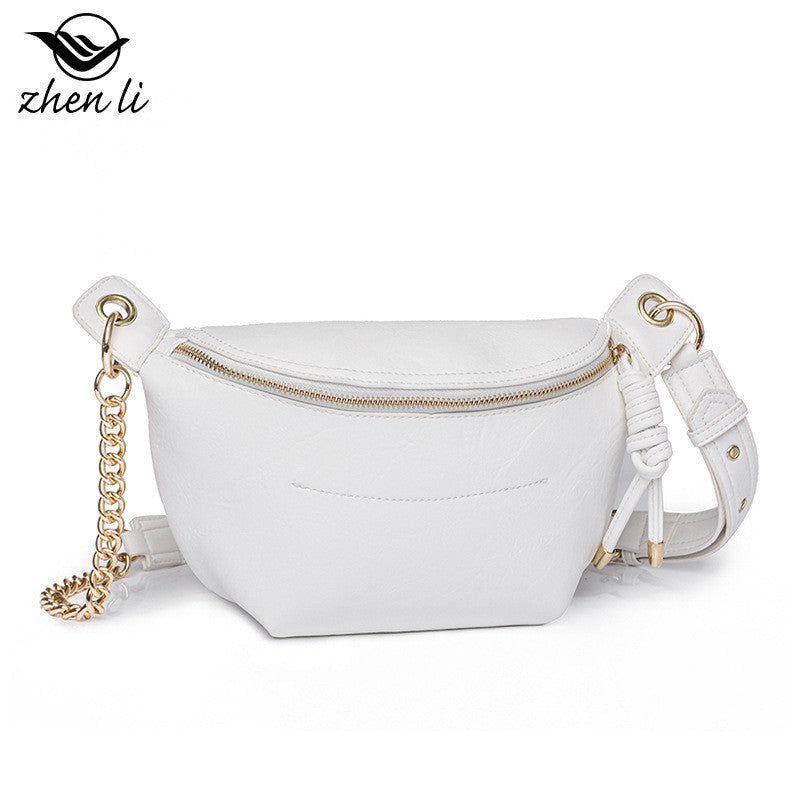 Ielgy Ladies Messenger Bag Retro PU Chest Bag Chain Clause Fashion