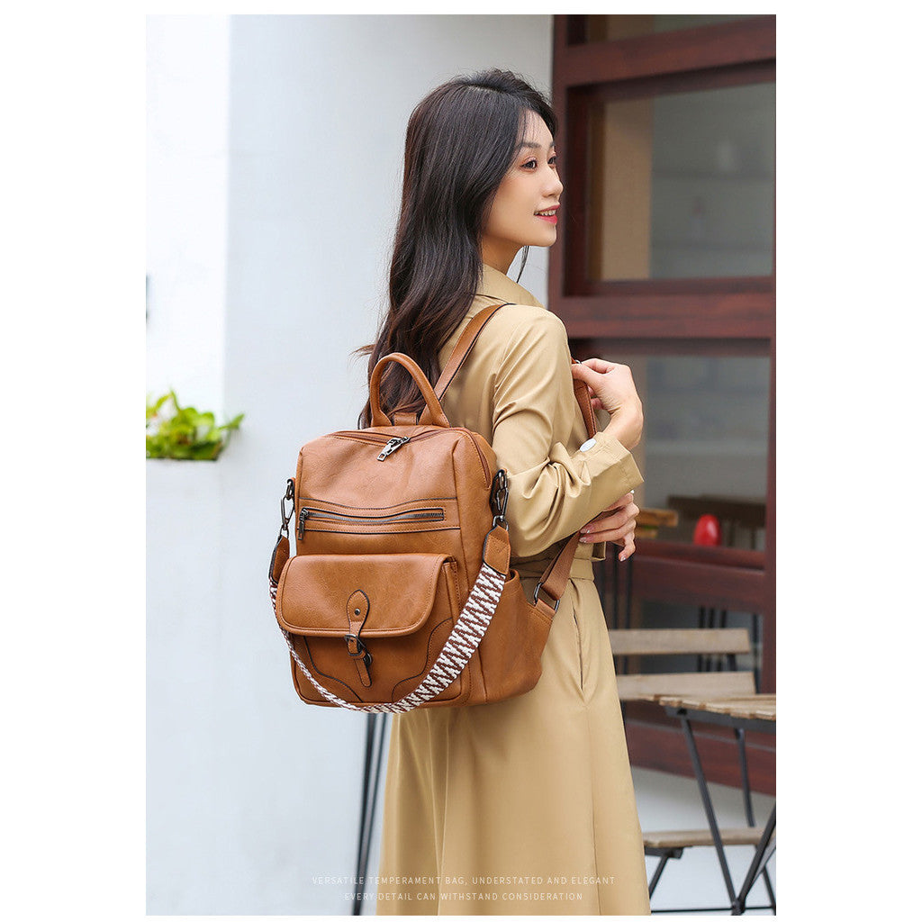 Ielgy Ladies Backpack Lightweight Retro Backpack Large Capacity Leisure Travel Dual-use Backpack