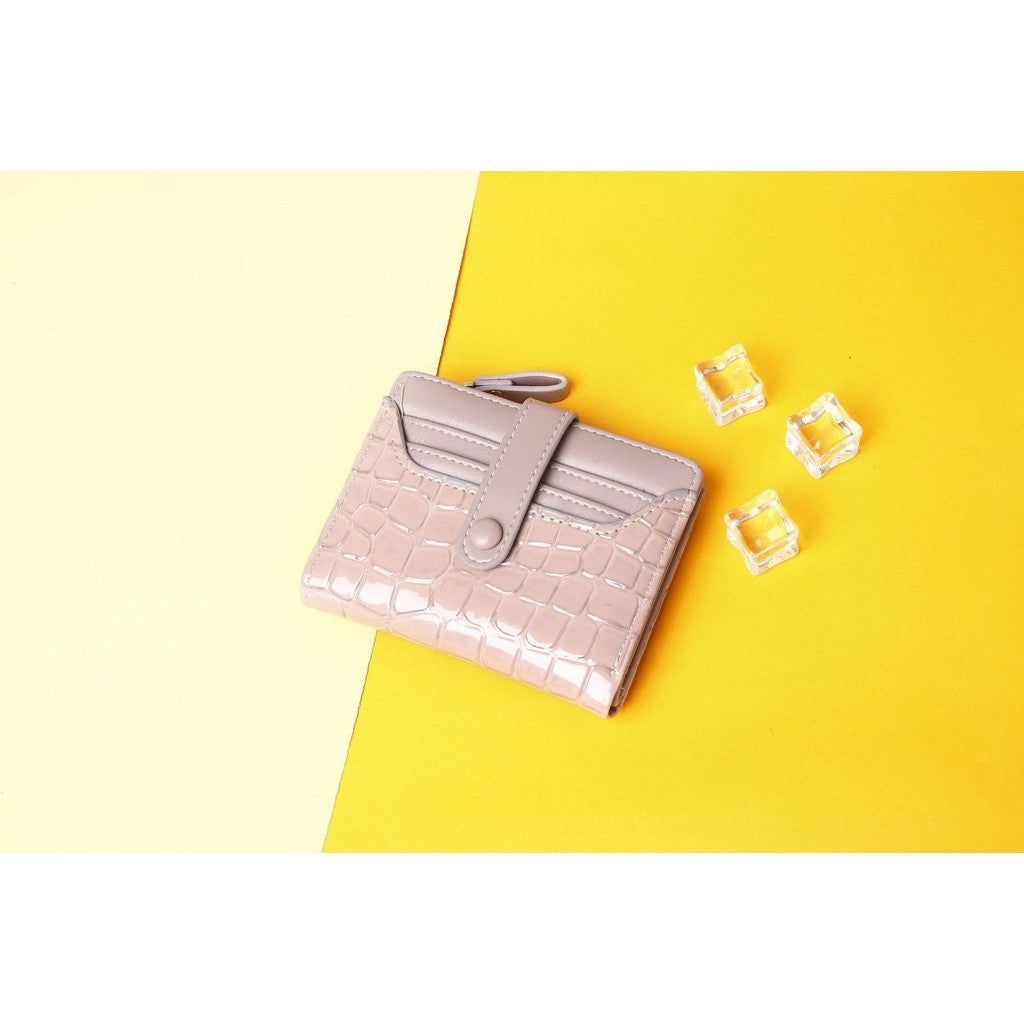 Ielgy Short Female Wallet High-End Multi-Card Slot Multi-Function Card Holder Solid Color Stone Pattern Coin Purse Wallet Bag