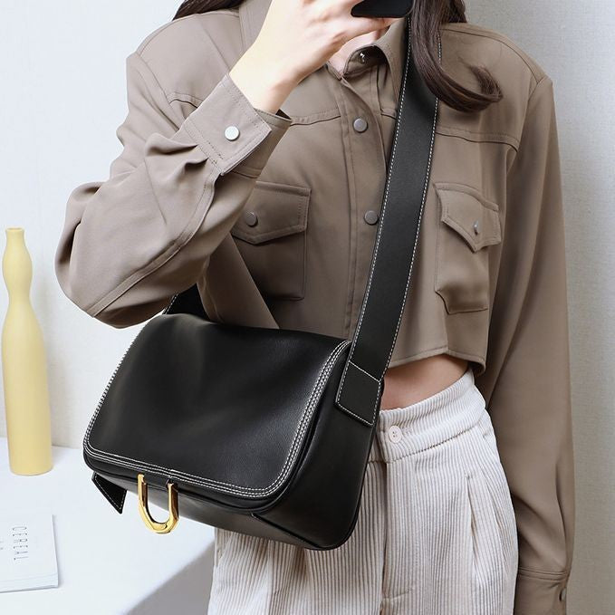 Ielgy Fashion Soft Leather Messenger Bag Large Capacity Shoulder Underarm Female Bag
