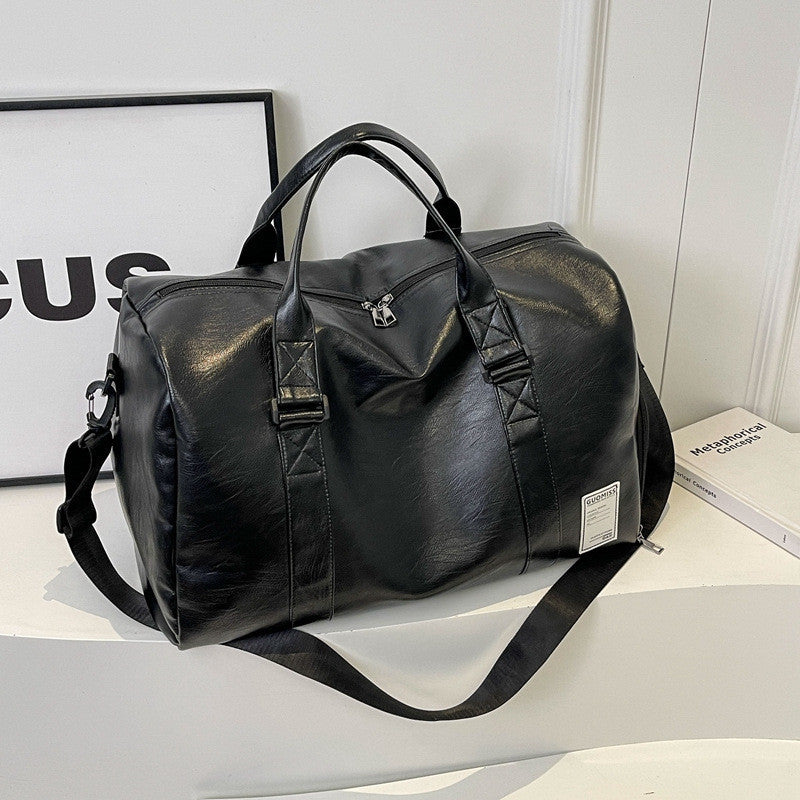 Ielgy Portable Travel Bag High-End Sense Large-Capacity Sports Gym Bag Leather Travel Clothes Luggage Bag