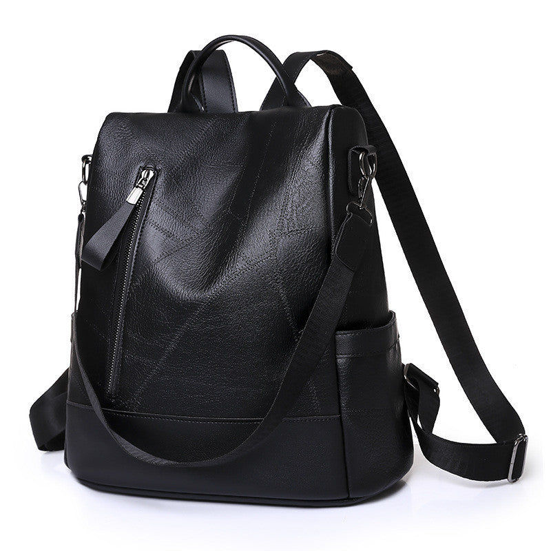 Ielgy Large Capacity Soft Leather Backpack Casual All-Match Ladies PU Backpack