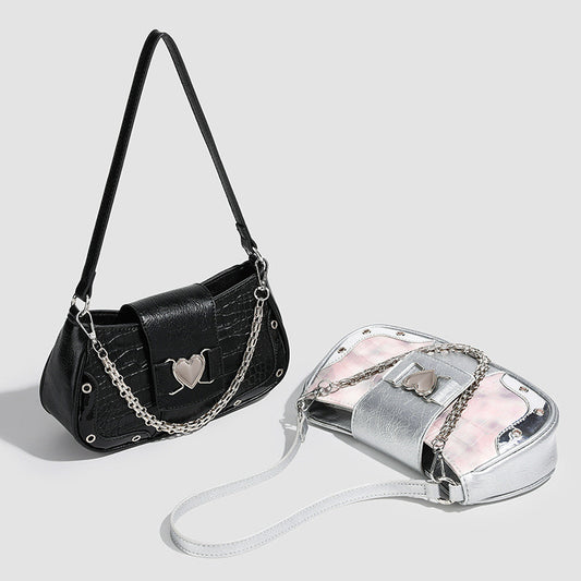 Ielgy Premium Crocodile Pattern Underarm Bag Retro Chain Shoulder Trendy Fashion Niche Design Handbag