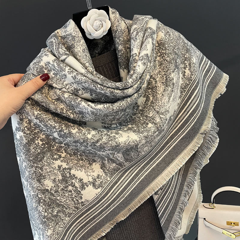 Ielgy Autumn Winter Animal Pattern Jacquard Large Square Scarf Imitation Cashmere Shawl All-Match Thickened