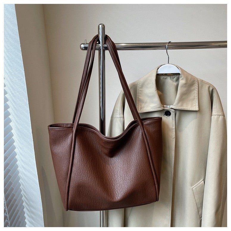 Ielgy Retro All-Match High-End Sense Shoulder Bag Large Capacity Fashion Class Commuter Tote Bag