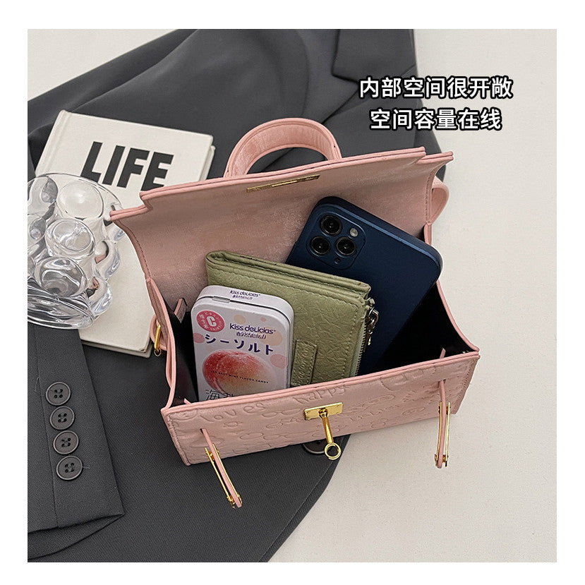 Ielgy Korean Version Portable Fashion Embossed Niche Design Shoulder Messenger Bag
