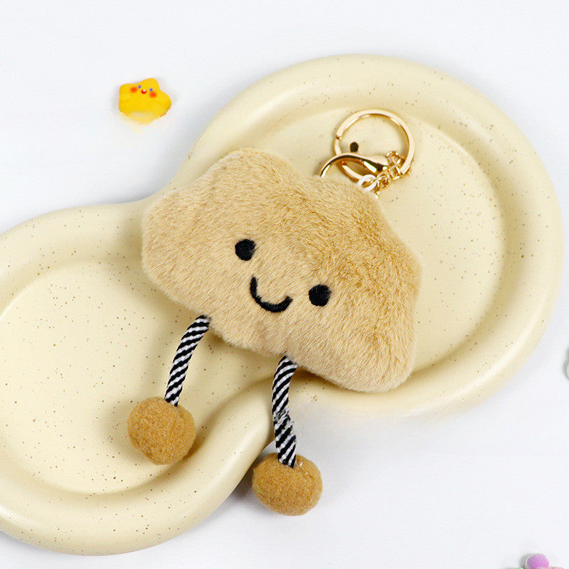 Ielgy Cute Plush White Cloud Schoolbag Pendant Keychain Girlfriends Couple Creative Birthday Gift Bag Pendant