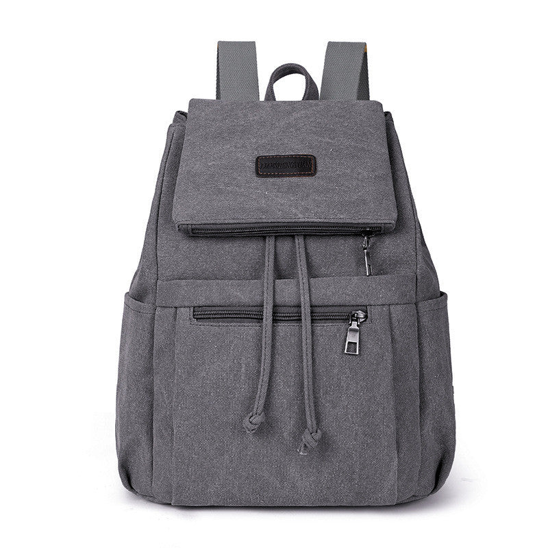Ielgy Canvas Bag Korean Version Trendy Ladies Canvas Backpack Fashion Student School Bag Retro Backpack