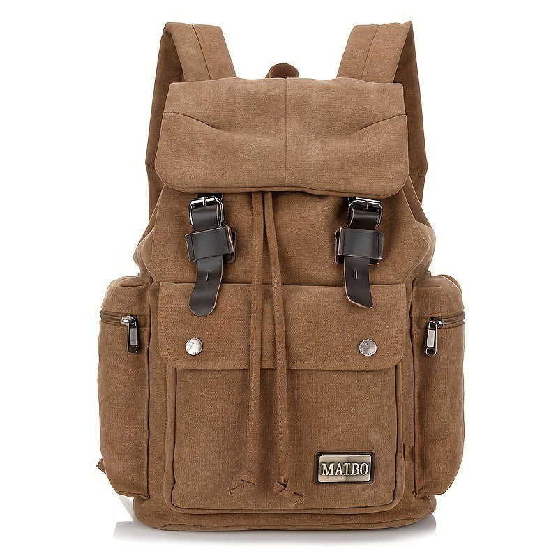 Ielgy Canvas Backpack Leisure Outdoor Travel Backpack Student Large Capacity School Bag