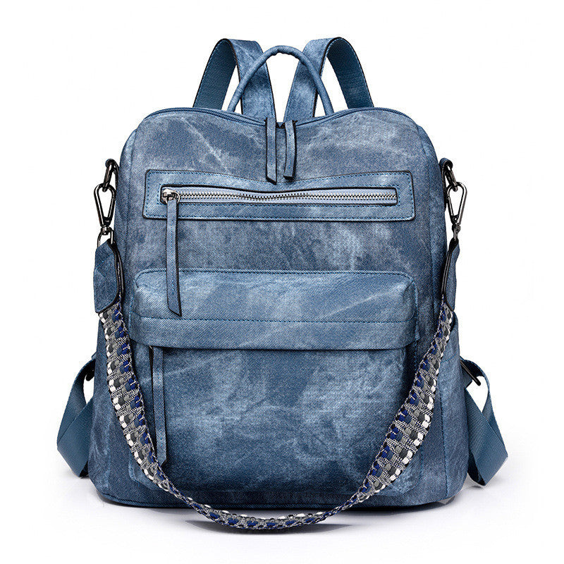 Ielgy Backpack PU Soft Leather All-Match Large-Capacity Dual-Use Ladies Backpack