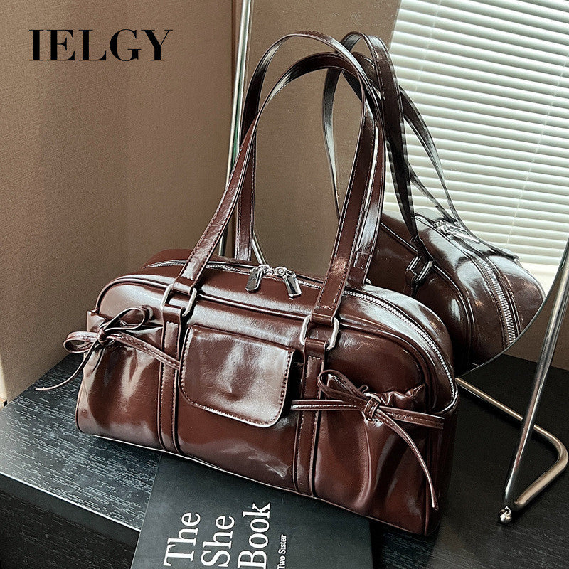 Ielgy Retro Portable Commuter Bag Niche Underarm Bag Simple Large-Capacity Shoulder Tote Bag