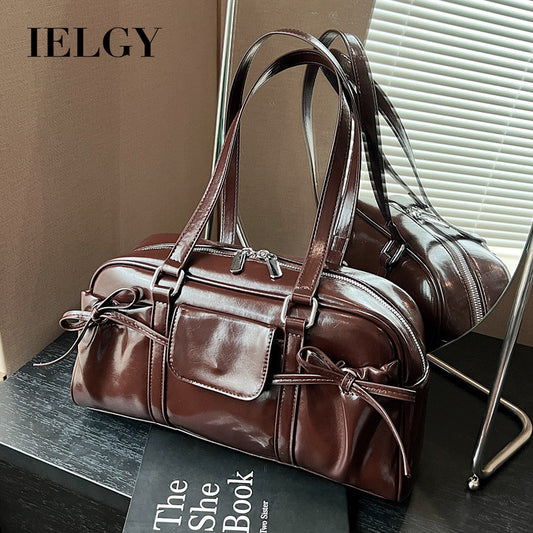 Ielgy Retro Portable Commuter Bag Niche Underarm Bag Simple Large-Capacity Shoulder Tote Bag