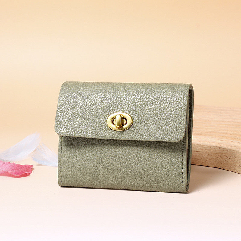 Ielgy Ladies Small Wallet Soft Leather Thin Style Simple Small Ladies High-End Multi-card Coin Purse