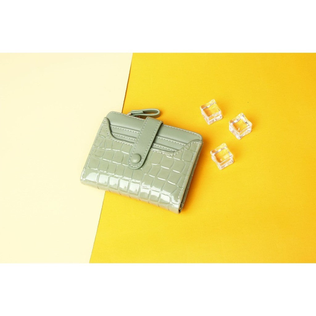 Ielgy Short Female Wallet High-End Multi-Card Slot Multi-Function Card Holder Solid Color Stone Pattern Coin Purse Wallet Bag