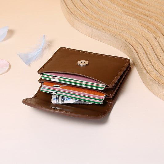 Ielgy Dopamine Color Matching Korean Card Holder Solid Color Simple Bag Multifunctional Large Capacity Wallet