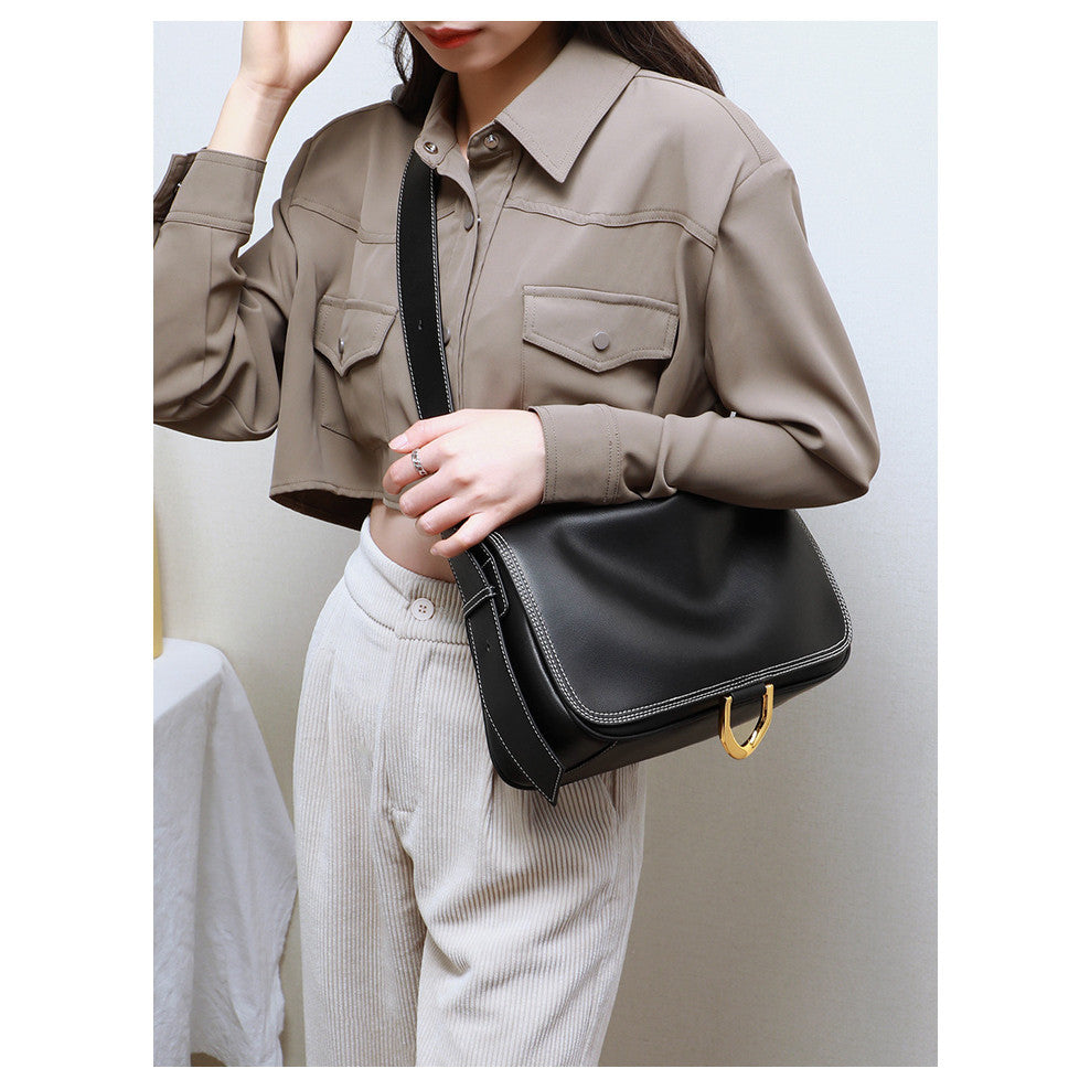 Ielgy Fashion Soft Leather Messenger Bag Large Capacity Shoulder Underarm Female Bag