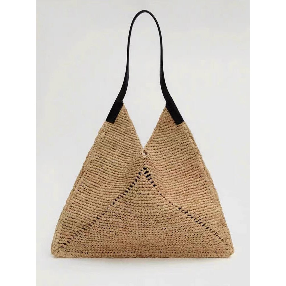 Ielgy Straw Bag Shoulder Handbag Woven Seaside Vacation Female Bag