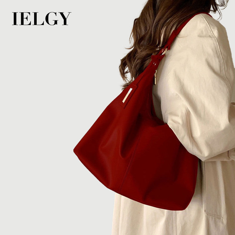 Ielgy Ladies Retro Large Capacity Tote Bag Red Wedding Bag