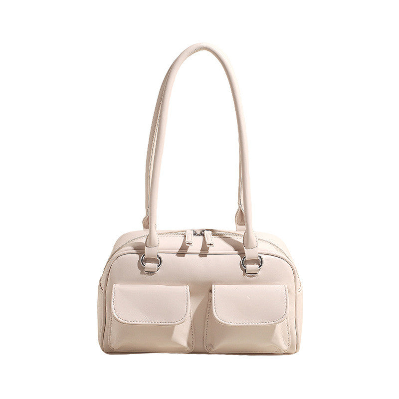 Ielgy Fashion Trend Boston Underarm Bag Melade Color Retro Bowling Shoulder Bag